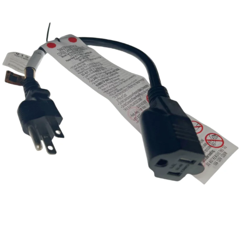 USA/amerikanisches 3-poliges kurzes Flachstecker-Netzkabel, Nema 5-15P Flachstecker auf Nema 5-15R-Buchse, Verlängerungskabel 30 cm Image