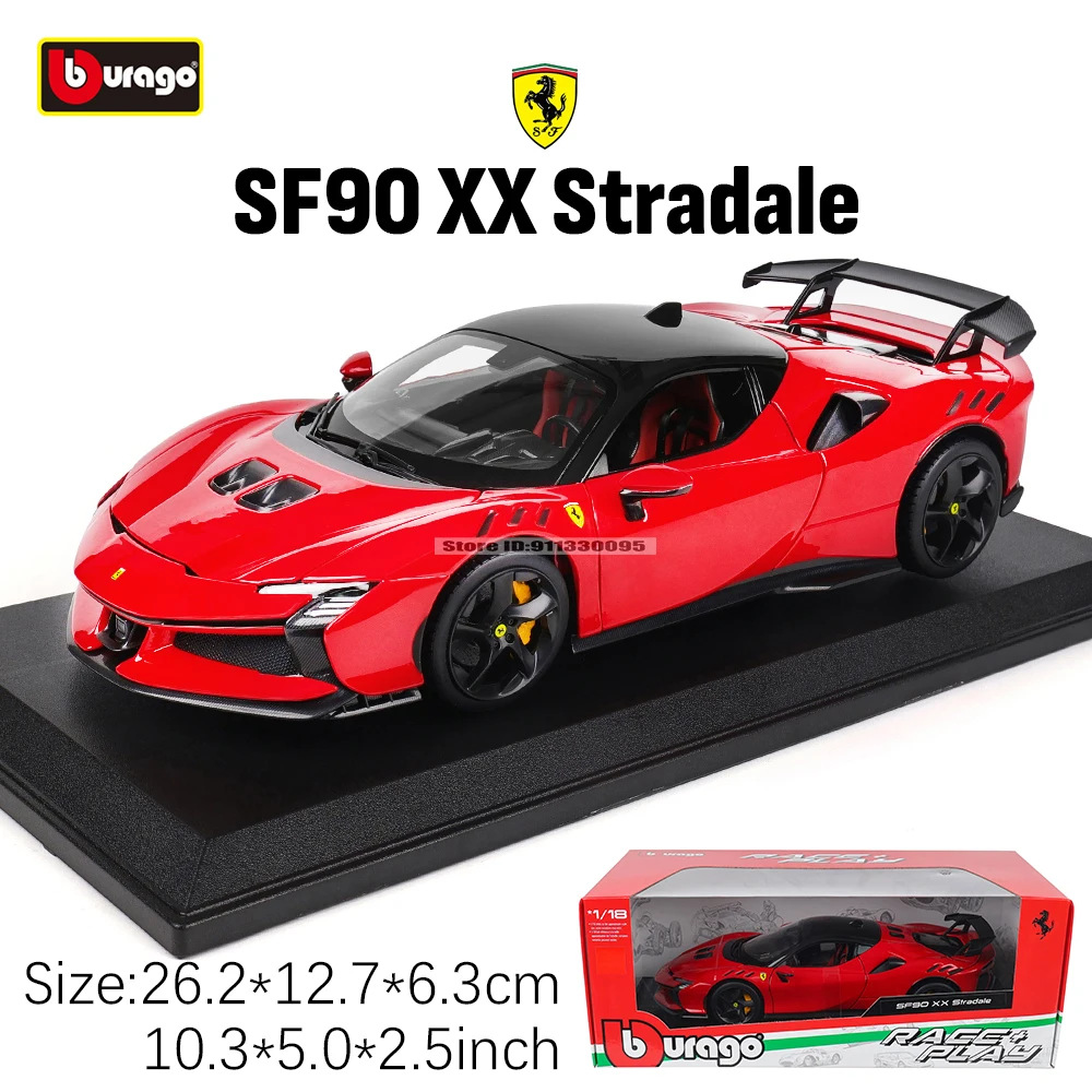 Bburago 1:18 Ferrari SF90 XX Stradale Legierung Luxus Fahrzeug Druckgussautos Modell Spielzeug Sammlung Geschenk für Jungen Image