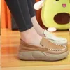 Frühling herbst Neue Weichen sohlen frauen Schuhe Plattform Casual Slip-on Loafers für Frauen Bequeme Arbeit Schuhe genäht Leder Schuhe