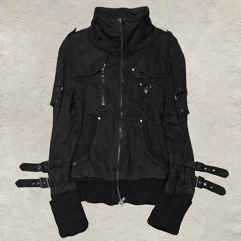 Goth Hoodies Y2k Clothing 2000s Vintage Women Punk Zipper Winter Hooded Korean Streetwear Harajuku Sweatshirts Girl Sweet Hoody