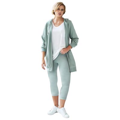 Plus Size Women's Knit Capri Leggings by ellos in Grey Spruce (Size 26/28)