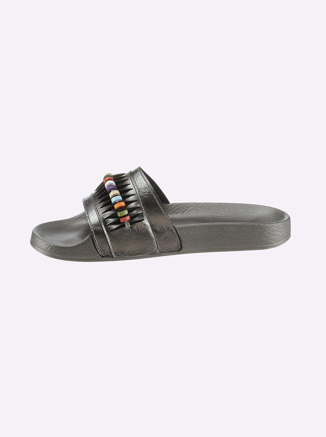 Pantolette CASUAL LOOKS, Gr. 38, silber (silberfarben), Polyester, Schuhe