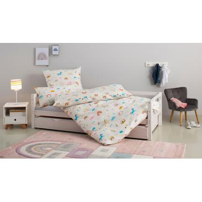 Kinderbettwäsche LÜTTENHÜTT "CUDDLEE", blau (einhorn), B/L: 135cm x 200cm, , Biber, B/L: 40cm x 80cm, Biber, Obermaterial: 100% Baumwolle, Bettwäsche, in vielen Designs: Dino,Einhorn,Weltraum,Baustelle,Herz,Trecker,Safari Image