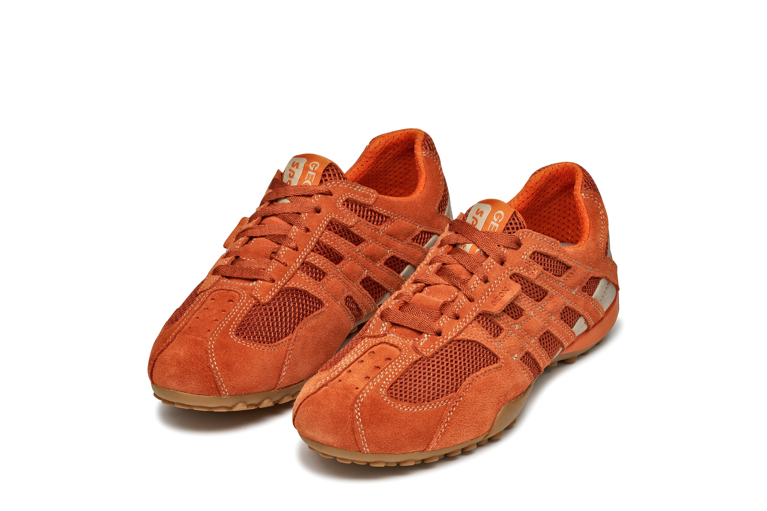 Schnürschuh GEOX "U SNAKE ORIGINAL", Herren, Gr. 41, orange, Leder, Textil, Schuhe Schnürschuh, Schnürschuh, Freizeitschuh, Trekking Sneaker mit Lederinnensohle
