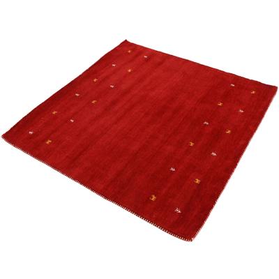 Wollteppich CARPETFINE "Gabbeh-Uni", rot, B:150cm H:15mm L:150cm, Wolle, Teppiche, reine Wolle, handgewebt, Gabbeh Loom Tiermotiv, Sonderform Quadrat Image