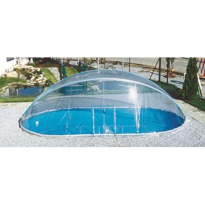 Poolverdeck KWAD "Cabrio Dome für ovale Pools mit breitem Handlauf", transparent, B:370cm H:165cm T:610cm, Polyvinylchlorid (PVC), Verdecke, Poolplane, in verschiedenen Größen Image