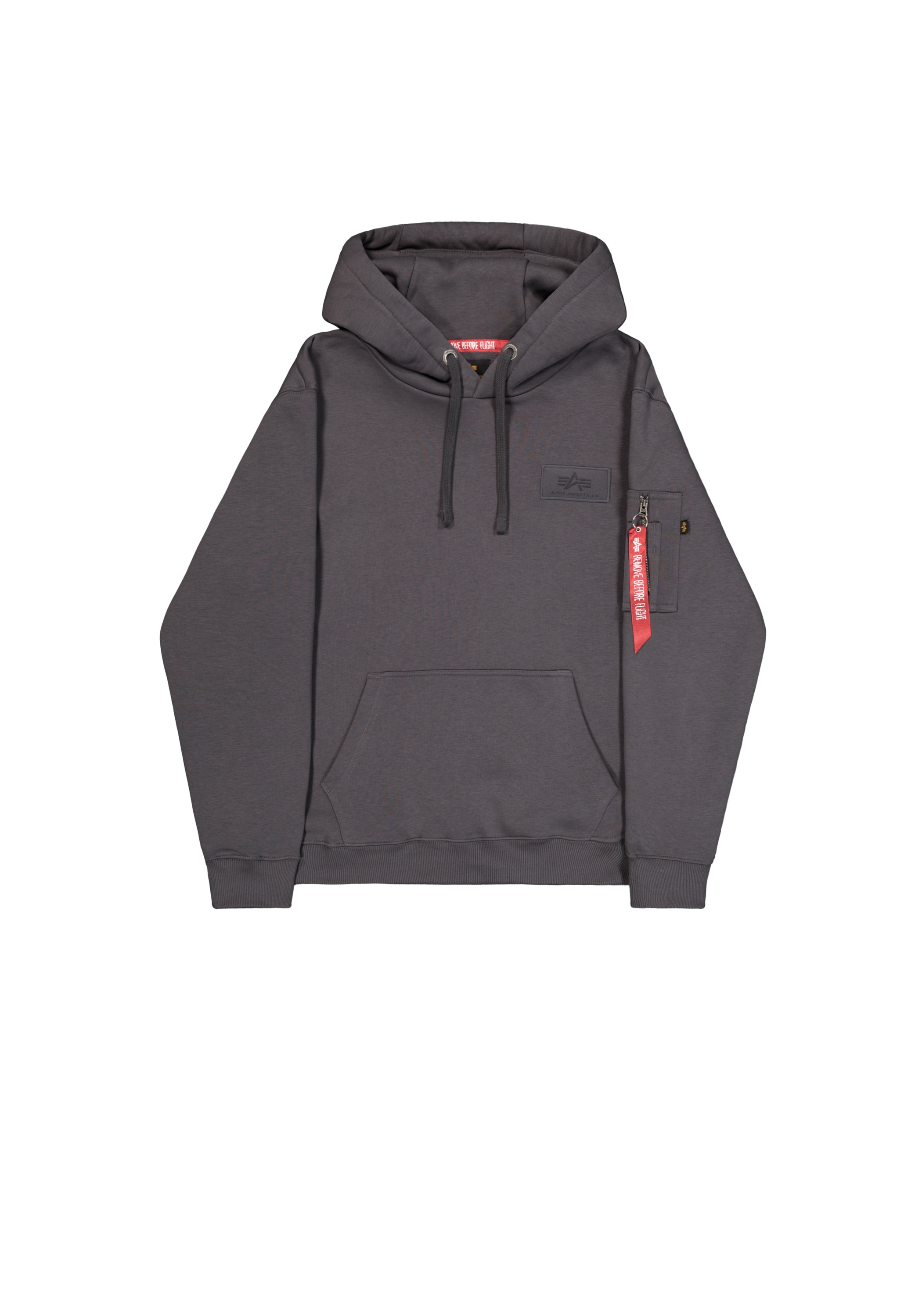 Hoodie ALPHA INDUSTRIES "Backprint Hoodie ", Herren, Gr. L, grau (vintage grau), Obermaterial: 80% Baumwolle, 20% Polyester, regular fit, Sweatshirts Hoodie