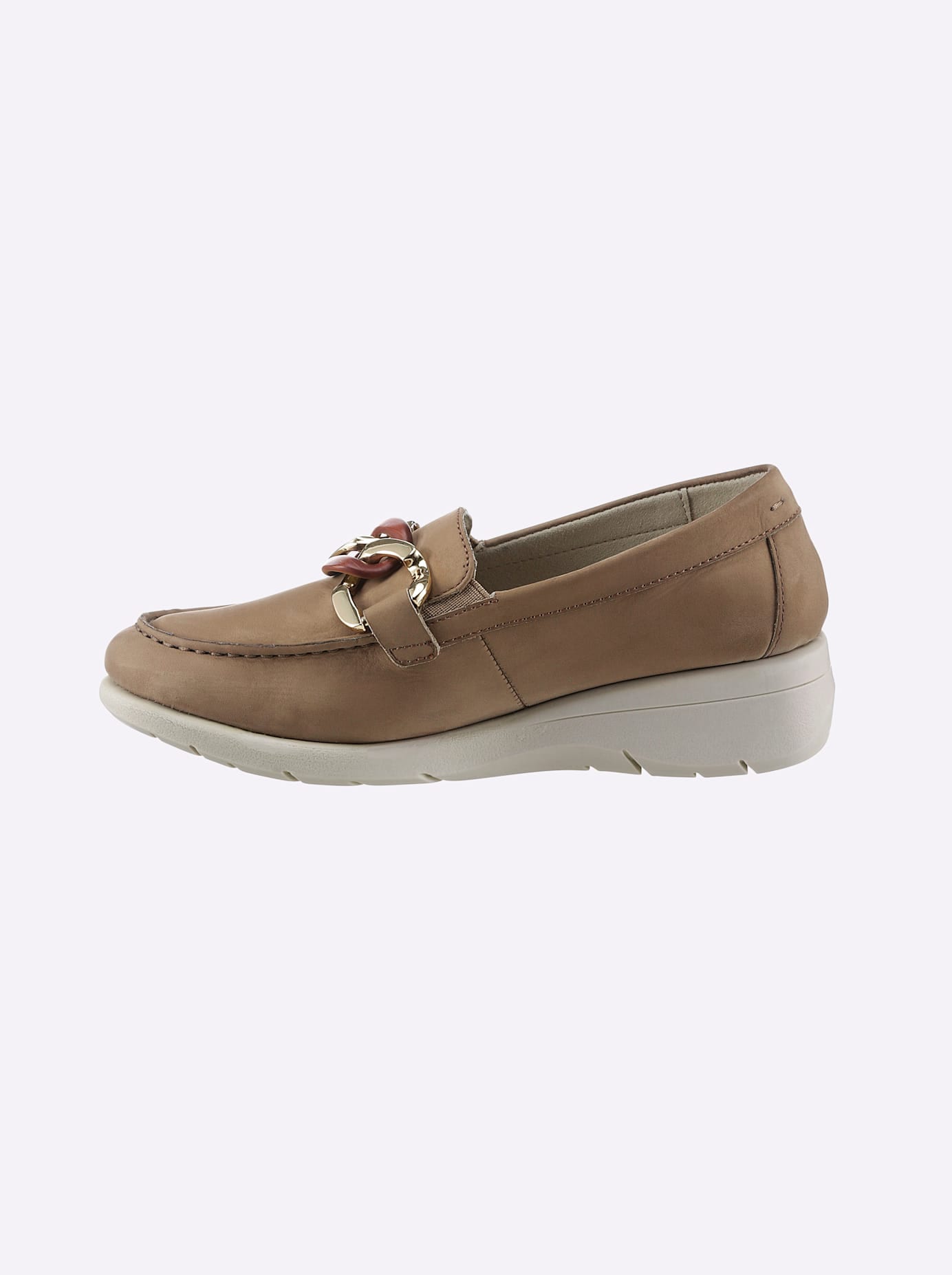Slipper CASUAL LOOKS, Damen, Gr. 38, braun (camel), Leder, Schuhe Slipper
