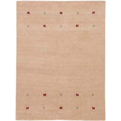 Wollteppich CARPETFINE "Gabbeh Uni, auch als Läufer und Rund erhältlich", beige, B:120cm H:15mm L:170cm, Wolle, Teppiche, reine Wolle, handgewebt, Gabbeh Loom Tiermotiv, große Farbauswahl Image
