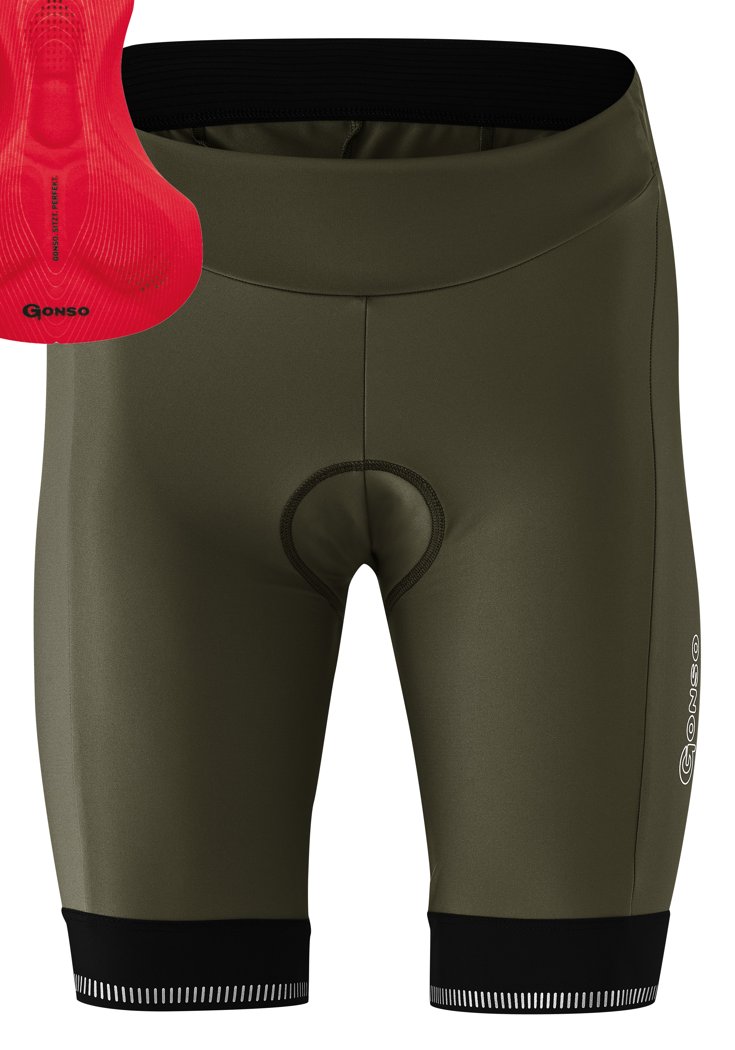 Fahrradhose GONSO "SITIVO W", Damen, Gr. 34, Normalgrößen, rot, 65% Polyamid (Recycelt), 35% Elasthan, Hosen, Damen Radhose mit innovativem Sitzpolsterkonzept Image