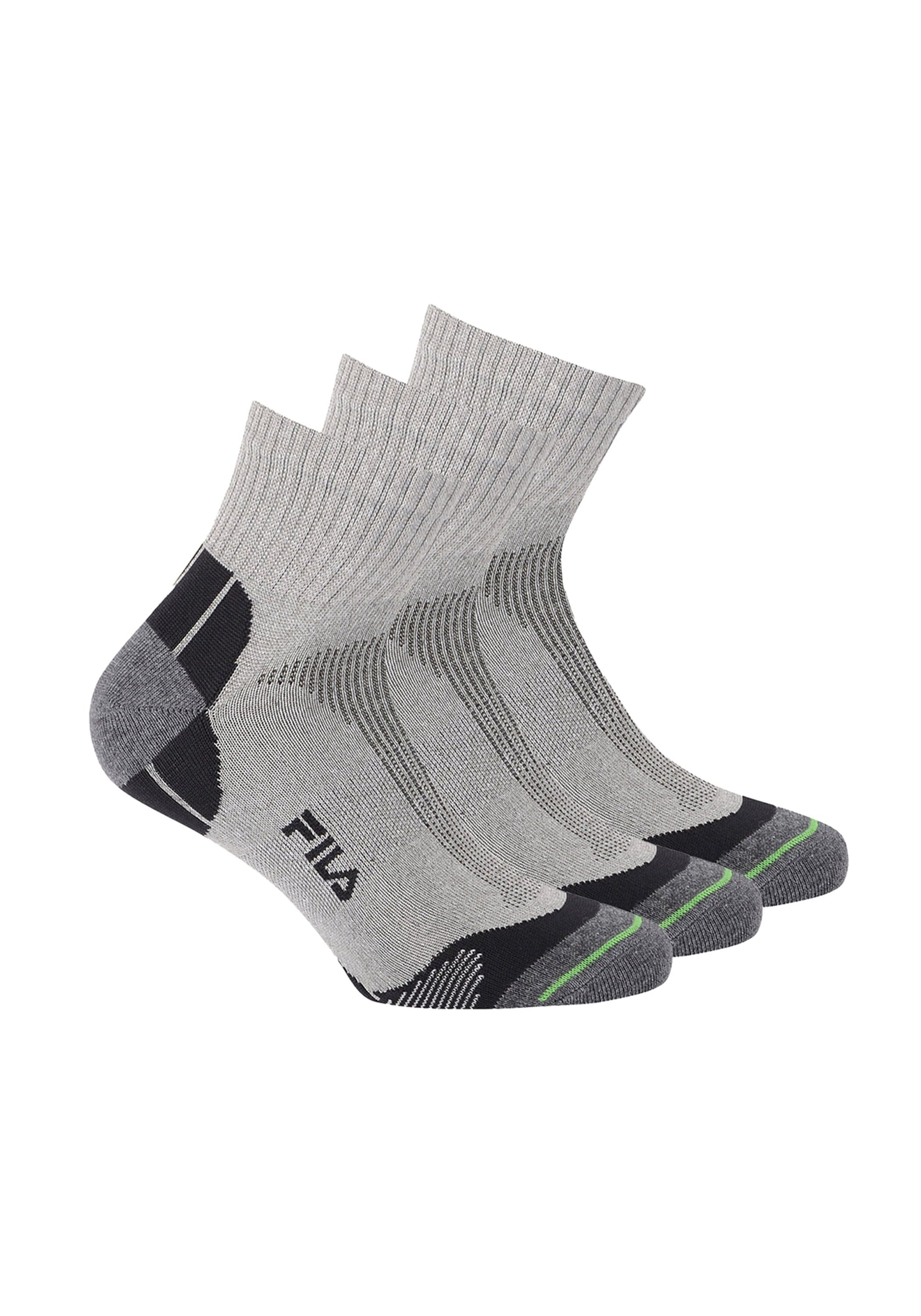 Kurzsocken FILA "Socken FILA QUARTER UNISEX SOCKS MULTISPORT 3P 3er Pack", Herren, Gr. 39-42, grau, Obermaterial: 87% Polyester PES. 10% Baumwolle CO. 3% Elasthan EL., Socken