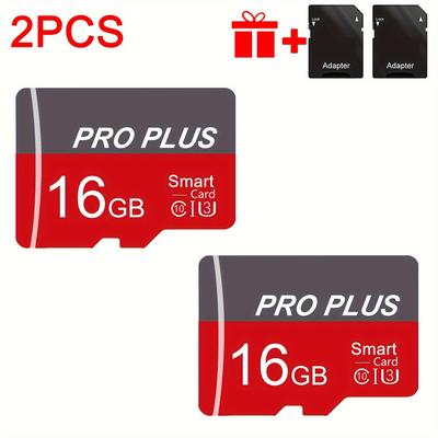 TEMU 2pcs Pro Plus Smart Sd Cards - 128gb & 64gb Memory Cards With Adapter, U3 C10 A1, Ideal For Tablets, Cameras, Phones, Car Audio, Game Consoles - Real Capacity, File Storage Image