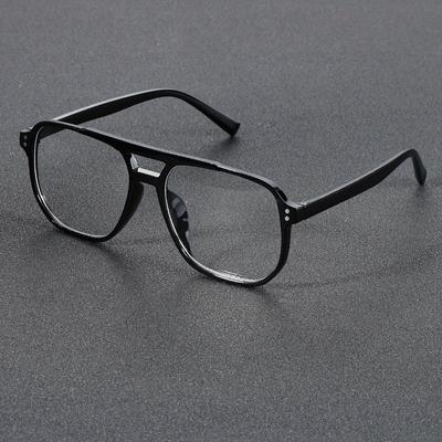 TEMU 1pc Fairmarry Men's Casual Full Rim Glasses, Geometric Frame, Pc Lens & Frame, Decorative Eyewear For Daily Use, Reading, And Photo Shoots, Casual Eyewear|sleek Black Glasses|polycarbonate Lenses Image