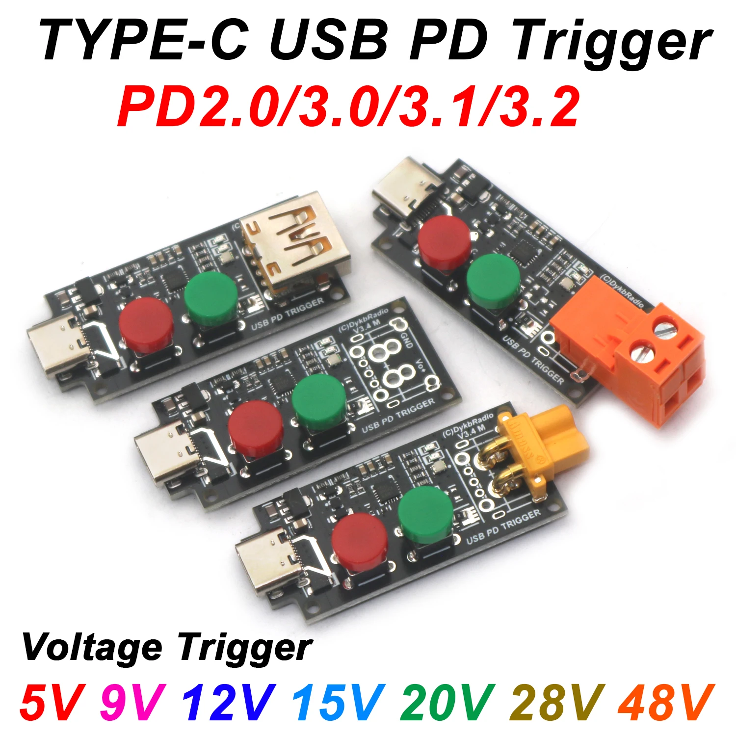 240W 5A TYPE-C USB PD/QC Spannungsauslöser Schnellladung PD2.0/3.0/3.1/3.2 Decoy 5V 9V 12V 15V 20V 28V 48V PD TO DC Adapter Laden Image