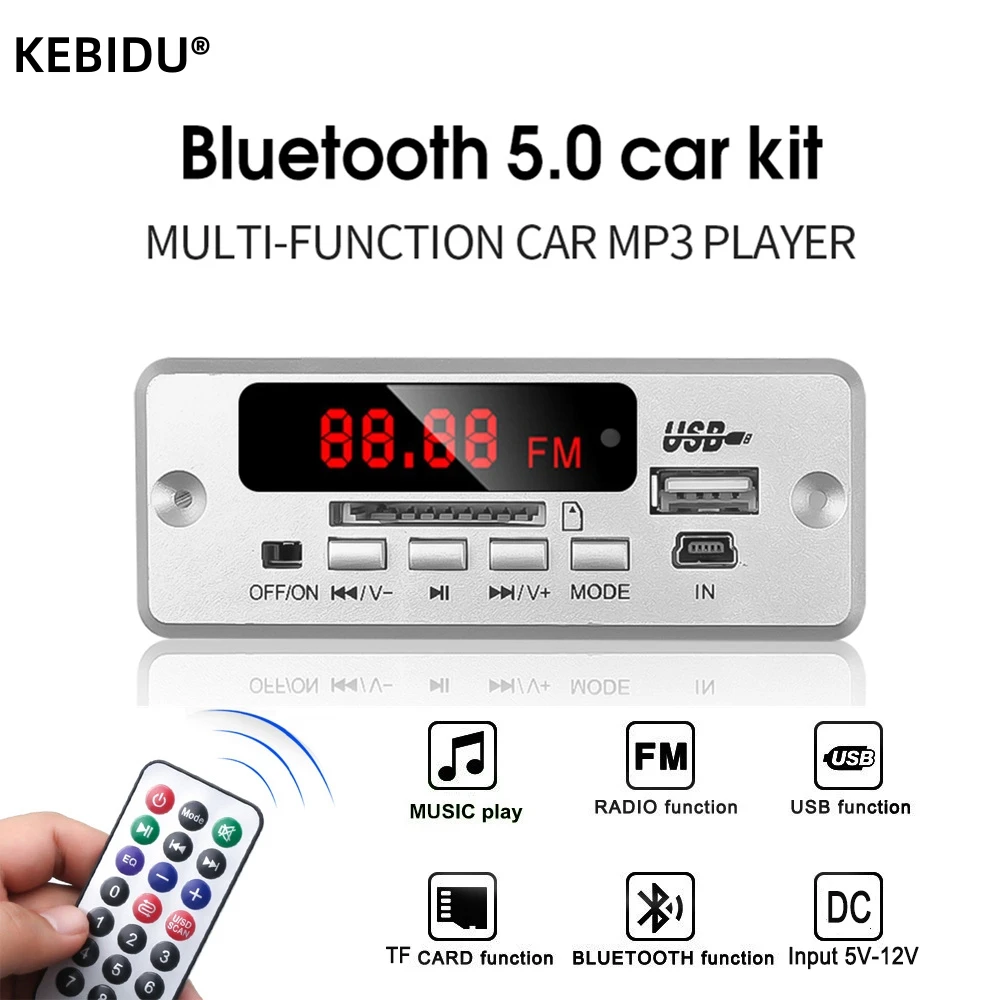 DC 12V Bluetooth 5.0 Car Kit Wireless MP3 Decoder Board Audio WMA Auto Musik Player Modul Verlustfreie Audio USB AUX TF Radio Image
