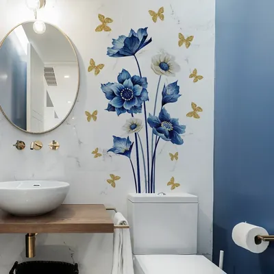 Schöne Blumen Wandaufkleber Wohnzimmer Hintergrund Home Dekoration Aufkleber Badezimmer Spiegel Image