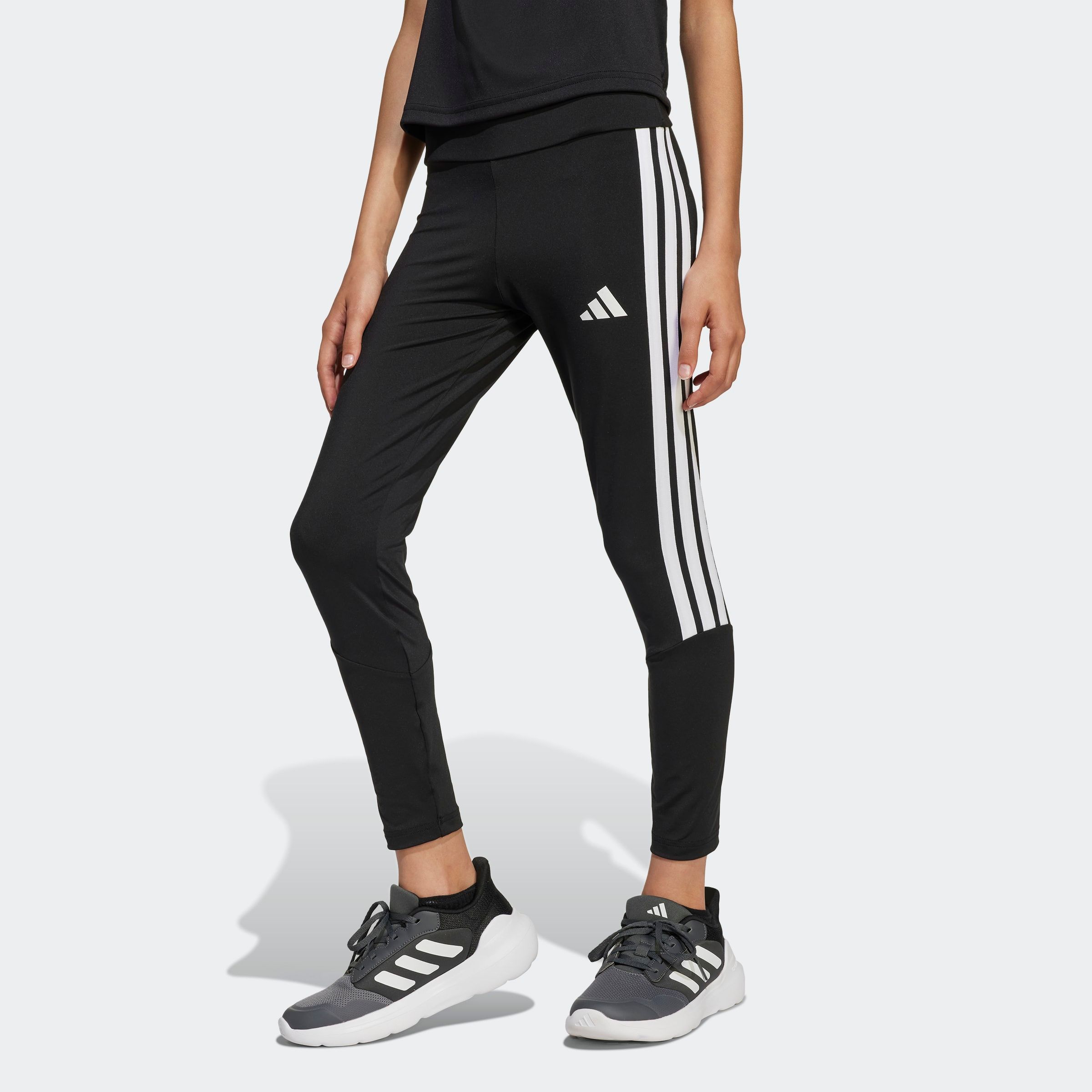Trainingstights ADIDAS SPORTSWEAR "JG TR-ES 3S LEG", Kinder, Gr. 170, N-Gr, schwarz-weiß (schwarz, weiß), Obermaterial: 80% Polyester, 20% Elasthan, Hosen Image