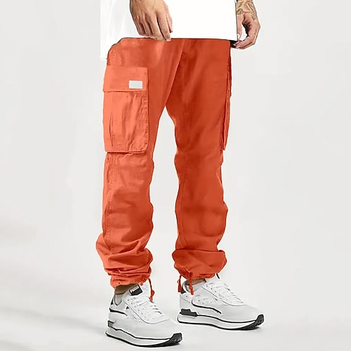 Herren Cargohose Cargohosen Hose Hosen Multi Pocket Glatt tragbar Outdoor Täglich Campen und Wandern Modisch Klassisch Schwarz Hellgrün Image