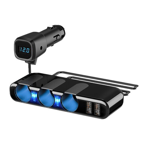 3-Wege-Splitter für Zigarettenanzünder im Auto, Dual-USB-Splitter-Adapter für Autoladegeräte, 5V, 3,5A, 120W, universelle Zigarettenanzünderbuchse mit LED-Leuchten, geeignet zum Aufladen von