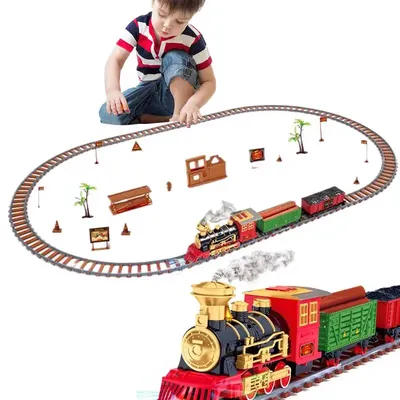 Toddler Christmas Train Set Christmas Electric Train With Fog Battery Operated Train Track Playset