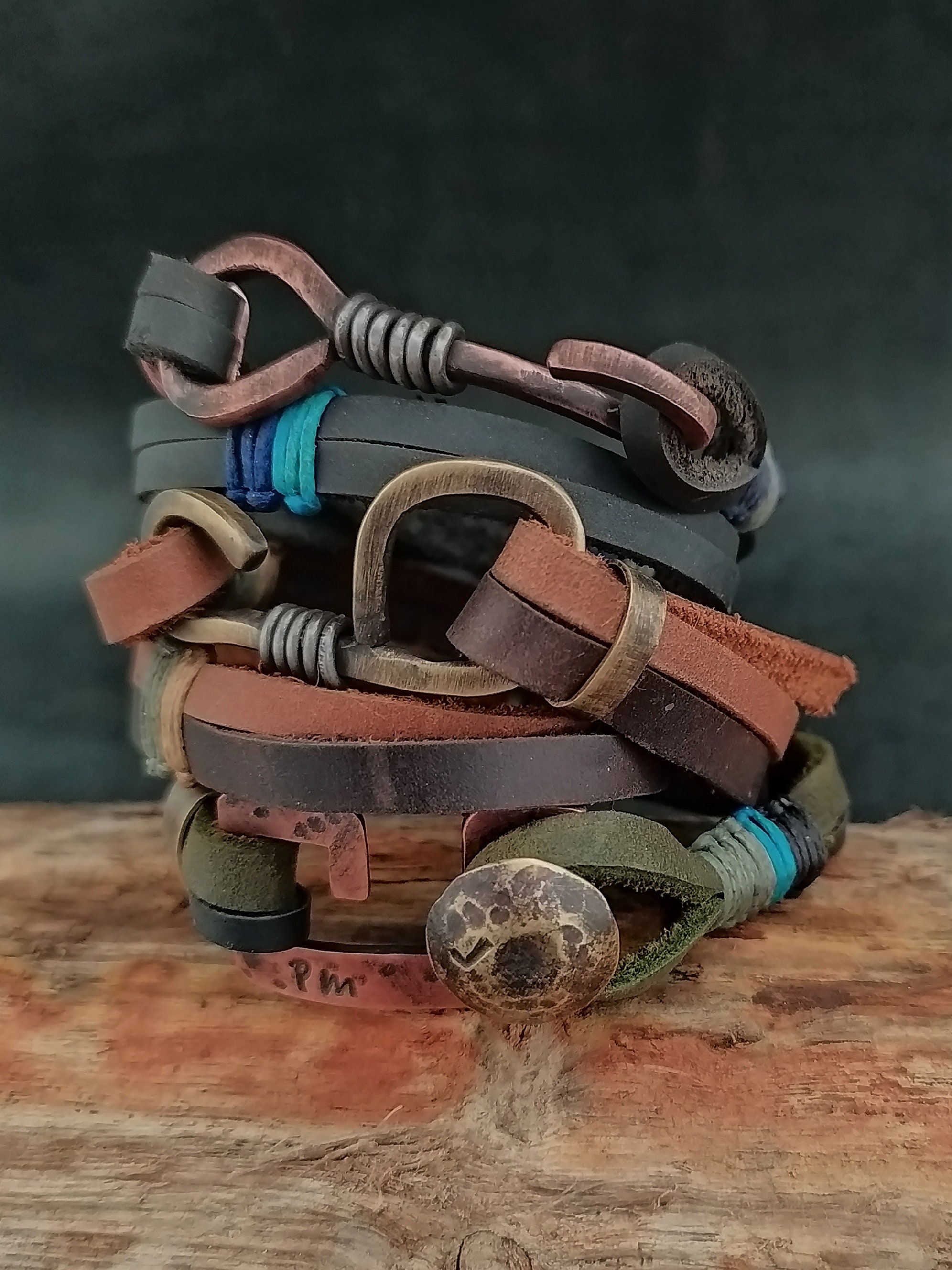 Bracciale in pelle da uomo, bracciale in pelle, bracciale in pelle da uomo, bracciale in ferro, bracciale in pelle e rame