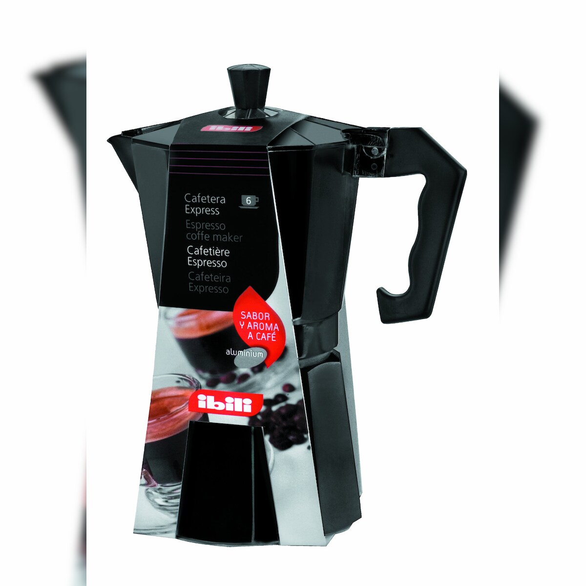 IBILI - Bahia Negra Express-Kaffeemaschine, 3 Tassen, 150 ml, Aluminium Image