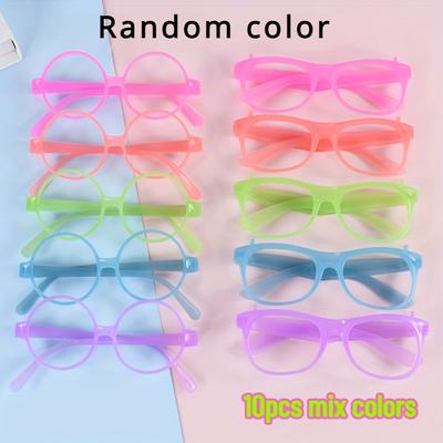 TEMU 10pcs Elf-themed -the-dark Eyewear - No-charge Fluorescent, Plastic Light-up Glasses For Halloween & Christmas Party Favors, Festive Accessories|festive Eyewear|glowing Eyewear Image
