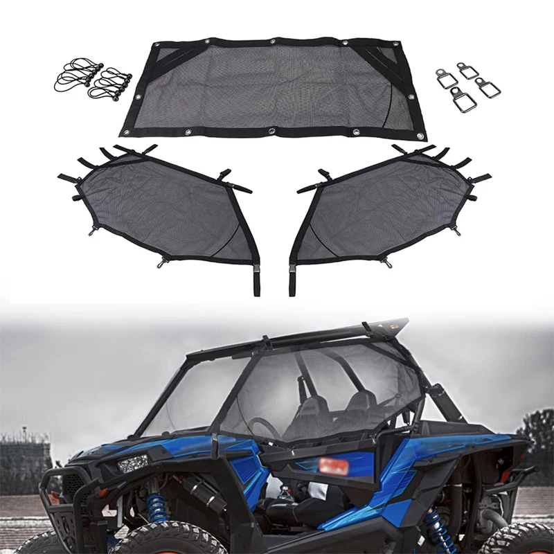 Für Polaris RZR 570 800 1000 900 RZR XP Turbo 2015-2019 Käfig Rennen Seite Net Mesh Hinten Panel fenster Windschutzscheibe Schatten Net UTV Teile Image