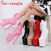 2024 neue Plus Größe Pole Dance Lace Up Ankle Stiefel 20 CM Dünne Fersen Sexy Fetisch Plattform Frauen Schuh 8 zoll Frau Hochzeit Pumpen