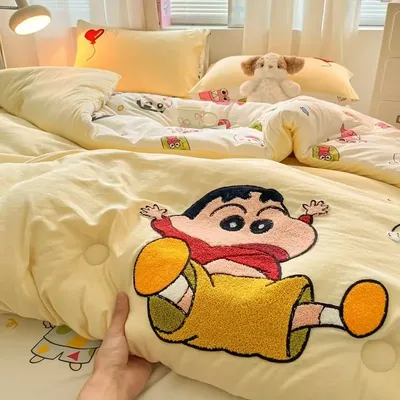 New Kawaii Anime Cute Crayon Shin Chan Quilt Winter Quilt Core Winter Cute Thick Warm Quilt Spring Autumn Quilt Gifts for Kids