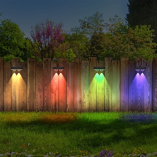 1/2 pz luce solare da parete per esterni cortile impermeabile luce da parete rgb che cambia colore villa giardino recinzione portico paesaggio decorazione