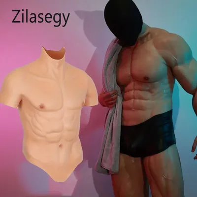 Zilasegy Silicone Muscles Cosplay Costumes Fake Chest For Man Fake Abs Cover Your Belly For