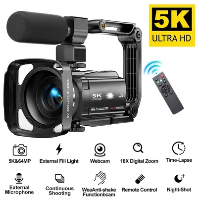 5K Digital Camera 3 Inch LCD Touch Rotatable Screen 18X Digital Zoom Video Camera WIFI 2 in1 Photo