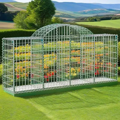 Galvanized Iron Arched Gabion Baskets - Set of 2, 78.7x19.7x31.5/39.4 for Landscape & Garden Use