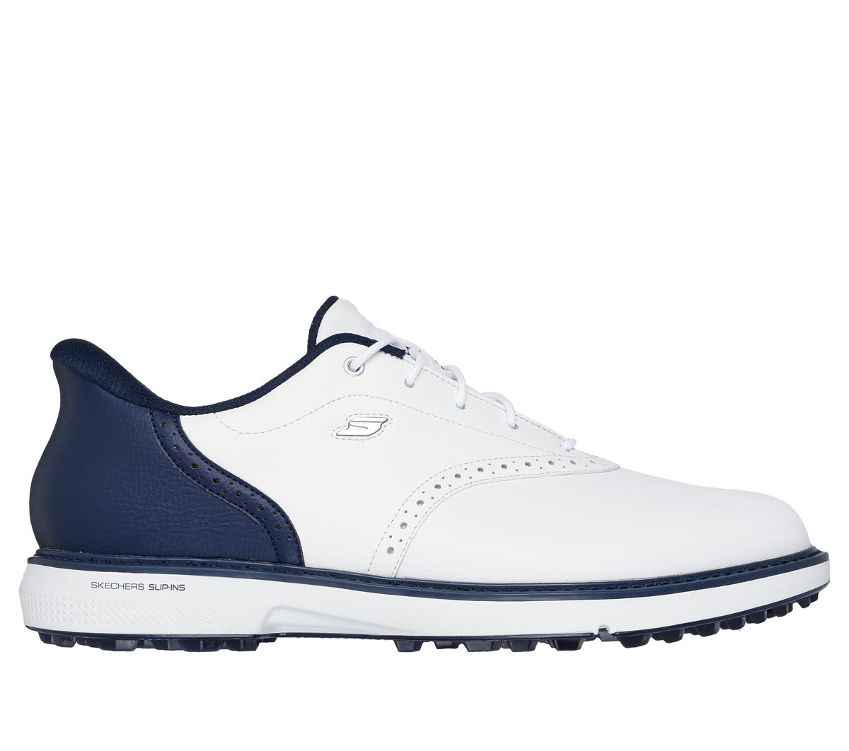 Skechers Men's Slip-ins Waterproof: GO GOLF Prestige SL Shoes | Size 10.0 | White/Navy | Leather/Synthetic/Textile | Arch Fit