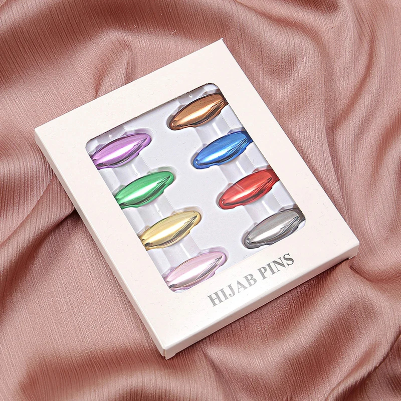 Großhandel 8 teile/schachtel muslimischen Schal Hijab Pins ovale Kunststoff Broschen für Frauen gemischte Farben Clips sicher befestigt Pin Zubehör Image