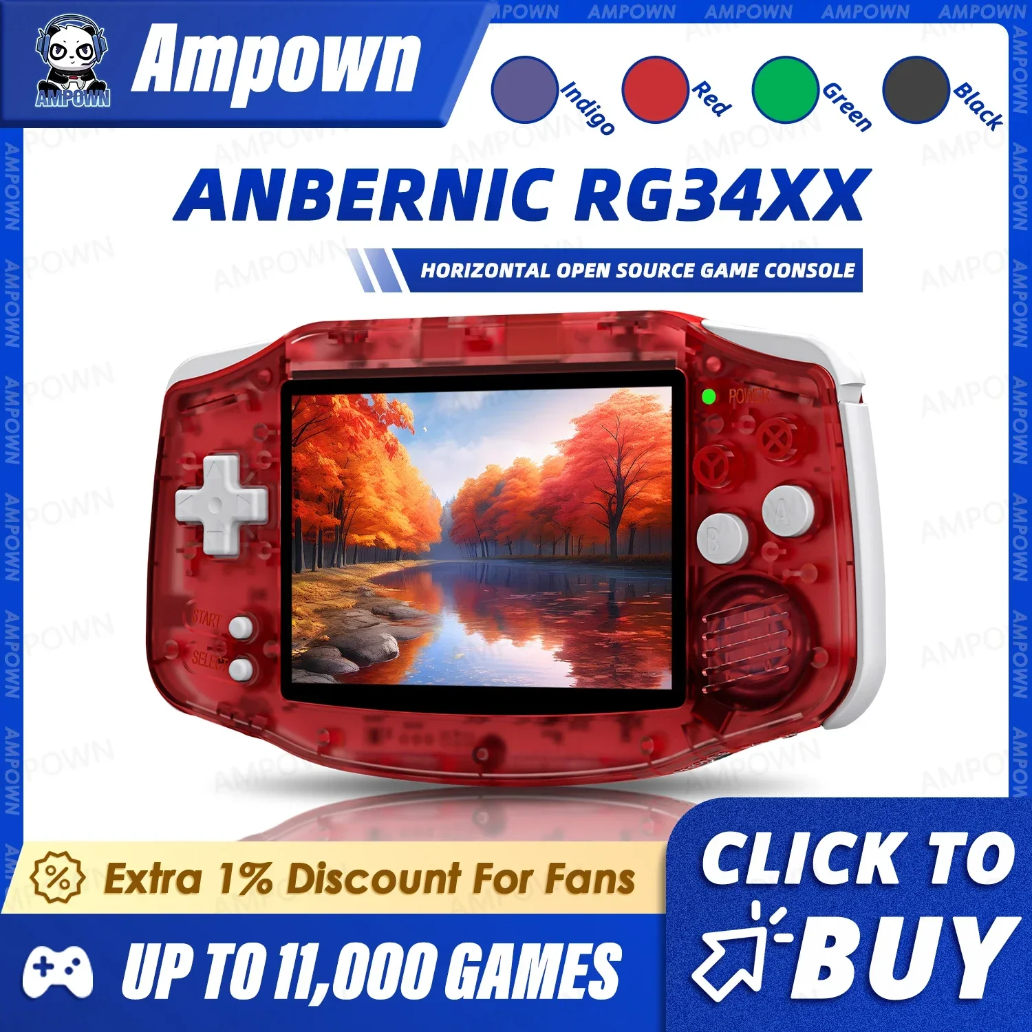 ANBERNIC RG34XX Retro-Handheld-Spielekonsole, 3,4 Zoll IPS-Bildschirm, Linux-System, HDMI-Ausgang, klassischer Remake-Game-Player, sentimentales Geschenk Image
