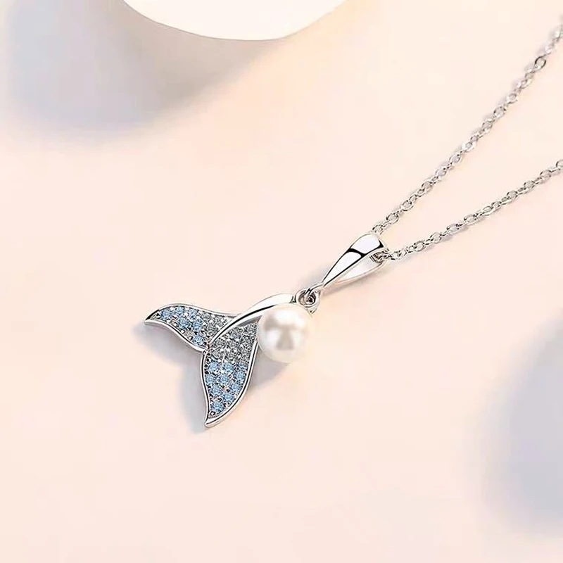 Huitan – collier avec pendentif queue de sirène pour femmes, nouvelle tendance, Design à la mode, accessoires féminins avec perles simulées, bijoux tendance 2021