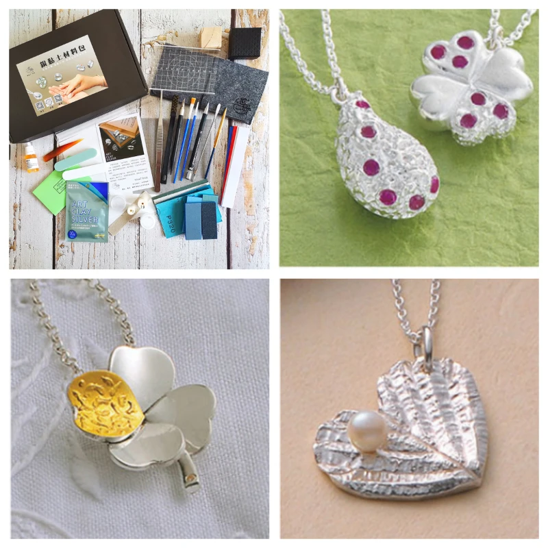 Sterling Silber Ton Schmuck Herstellung Materialien DIY hand gefertigte Herstellung kreative Modellierung reinen Silber Ring Anhänger Material Kit Image