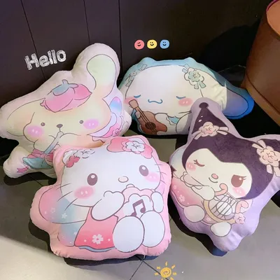 Sanrio Cartoon Wurfkissen Kuromi Hello Kitty Japanischer Stil Bedrucktes Kissen Sofa Bett Image