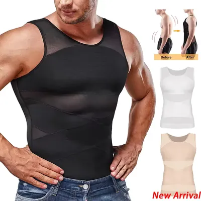 Herren-Kompressionshemden, Body Shaper, schlankmachendes Unterhemd, Tanktops, ärmellos, Workout, Image
