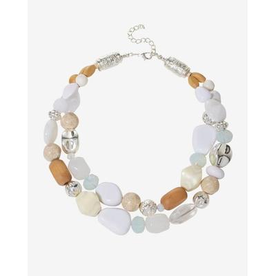 Boston Proper - Blue/Silver - Silver and Acrylic Stone Layered Necklace