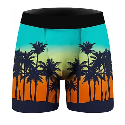 Grafikdrucke Kurze Boxershorts Unterwäsche Kokosnussbaum für Herren Erwachsene 3D-Druck für Maskerade Urlaub Image