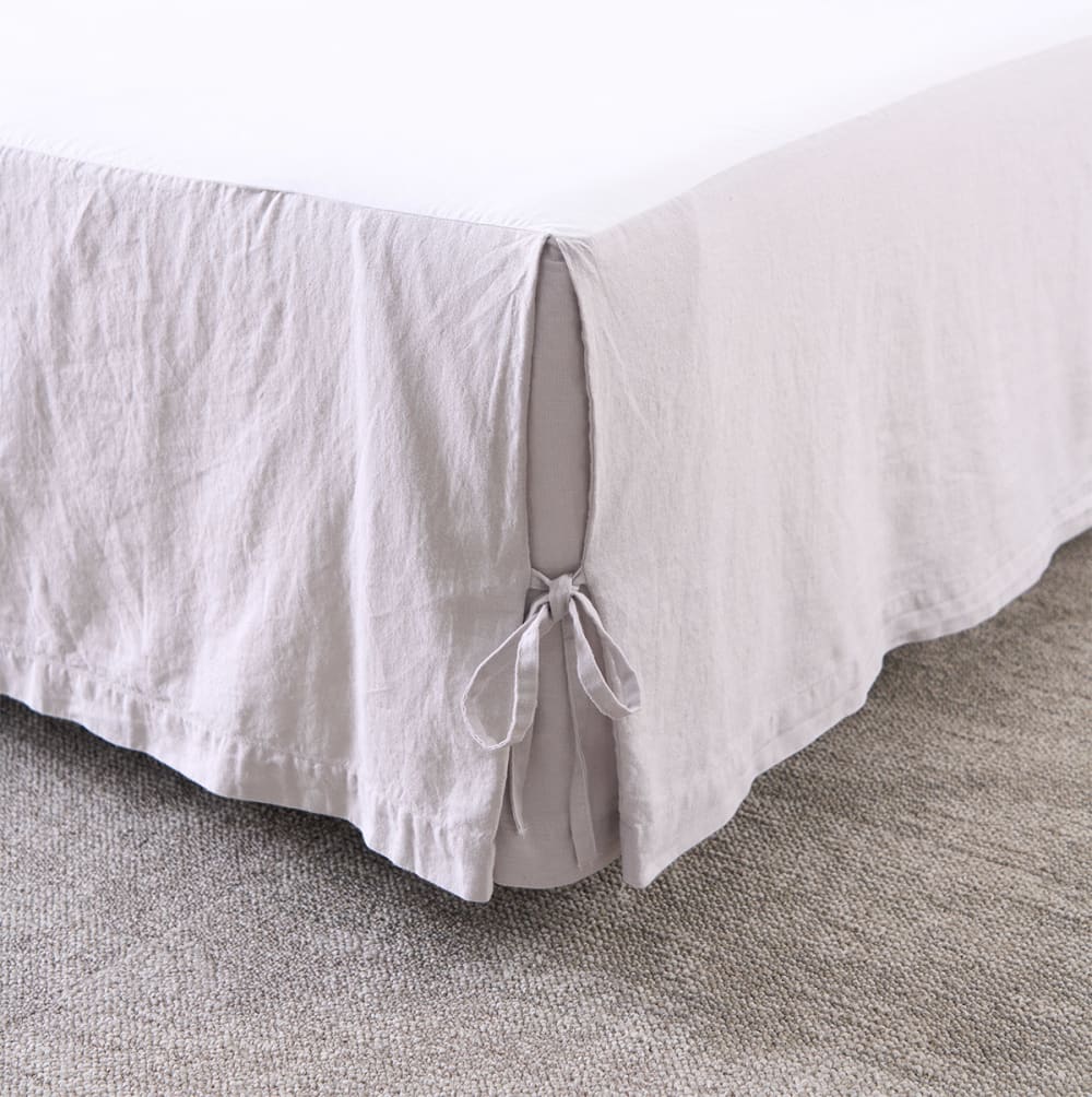 Cache sommier en lin gris 160 x 200 cm