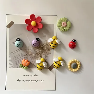 10 stücke Candy Blume Matt Harz Kühlschrank Magneten Kreative Koreanische 3d Magnete Cartoon Magnete Wohnkultur Image