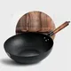 32cm cinese tradizionale fatto a mano 100% ferro Wok ispessimento Non rivestito fondo tondo padella Wok cuoco grande pentola con coperchio in legno