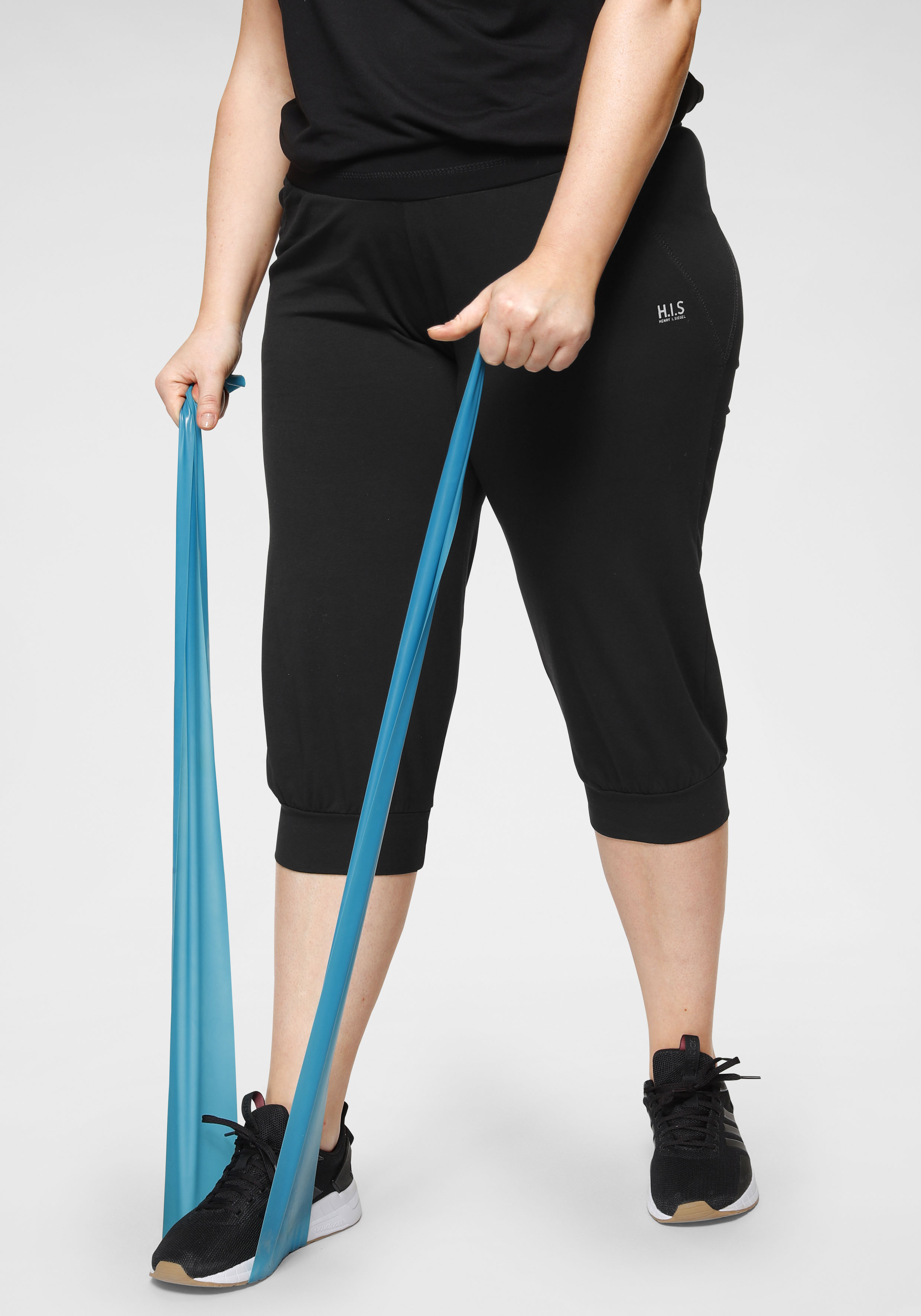 3/4-Hose H.I.S, Damen, Gr. 50, N-Gr, schwarz, Obermaterial: 95% Baumwolle, 5% Elasthan, unifarben, bequem 3/4-Länge, Hosen, Große Größen