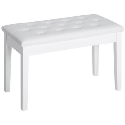 30" Button Tufted Piano Bench with Faux Leather Padded Seat, Wooden Frame, and Elegant Design