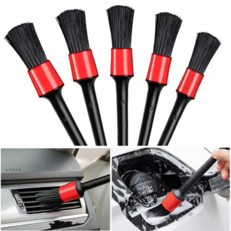 5Pcs Auto Reinigung Pinsel Kit Auto Detail Pinsel Staub Pinsel für Auto Innen Detaillierung Pinsel Set Rad Felgen Sauber pinsel Werkzeuge Image