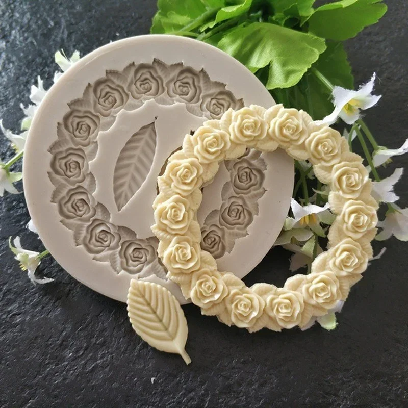 1PC Rosette Blätter Silikon Form Kuchen Diy Schokolade Form Bilderrahmen Rahmen Zucker Backform Form Silikon Image